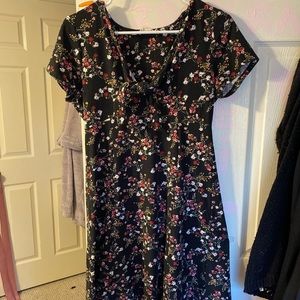 Black dress with floral pattern